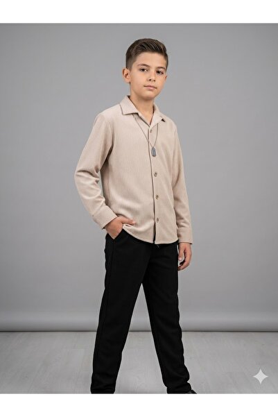RİNDO Ribbed Casual Special Occasion Boys' 2-Piece Set with Chain Accessories