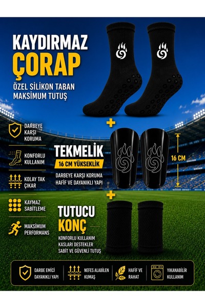 BS BEYAZ SHOES Professional Anti-Slip Socks, Shin Guard 12 Cm, Shin Guard 1.6...