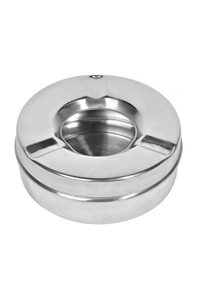 OEM Scrumieră rotundă din inox argintiu Ø9,5x3,5 cm, practică pentru birou, m...