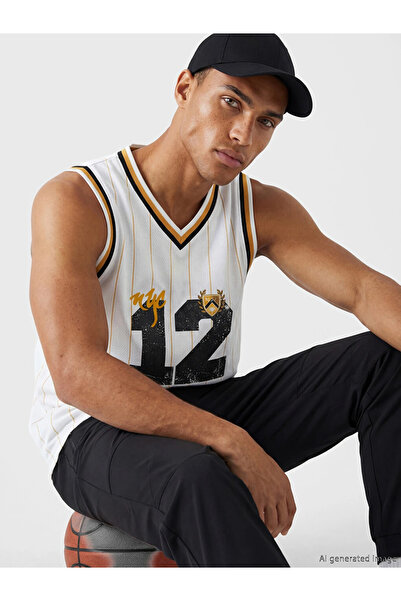 LC Waikiki Yellow V-Neck Printed Men's Athlete Undershirt