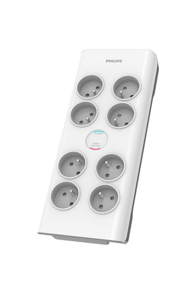Philips SPN7080WA/58 Prelungitor cu protecție la supratensiune, 8 prize, 16A,...
