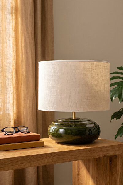 Koza Home Solace Nordic Style Green Stoneware Ceramic Decorative Lampshade 4663