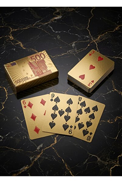 Wolawood Özel Gold Seri Euro Temalı Oyun Kartları Kağıdı Seti € Altın Model P...