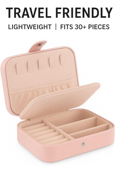 Generic Travel Jewelry Box for Women - Portable Organizer with Ring Slots & C...
