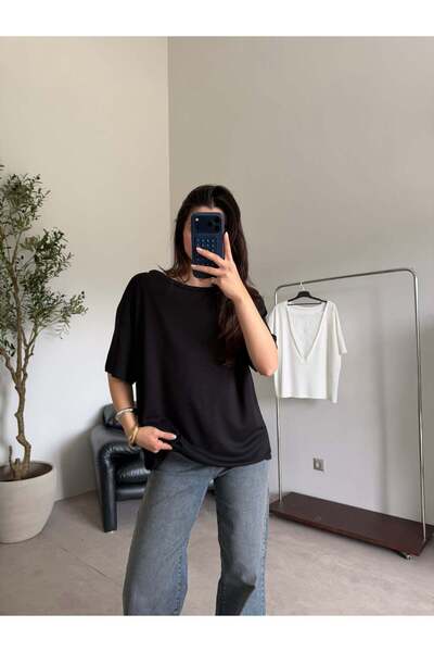 Bade Butik Black Lace Back T-Shirt