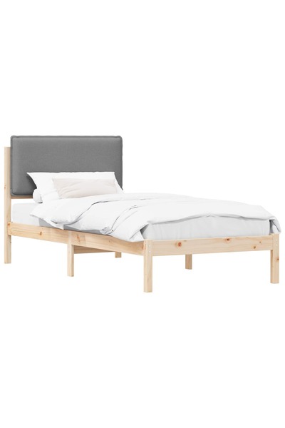 vidaxl Cadru de pat cu tăblie tapițată Gri deschis 90 x 200 cm
