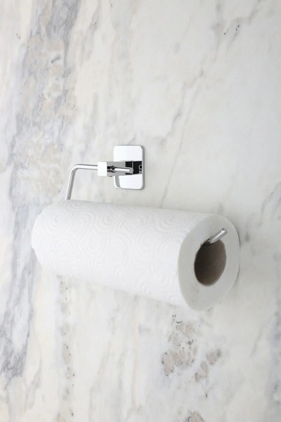 MultiStore Square Adhesive Chrome Paper Roll Towel Holder, Napkin Holder, Adh...