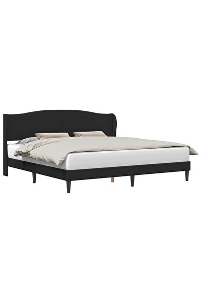 vidaxl Cadru de pat cu headboard Negru 180 x 200 cm Piele artificială