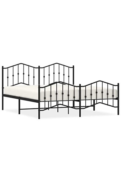 vidaxl Cadru pat metalic cu tăblii de cap/picioare , negru, 183x213 cm
