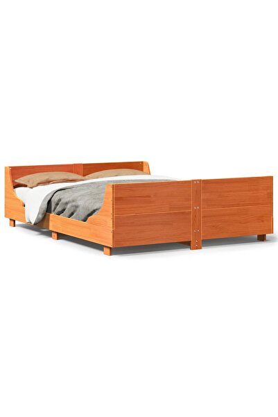 vidaxl Cadru pat fără saltea, maro ceruit, 120x190 cm, lemn masiv pin
