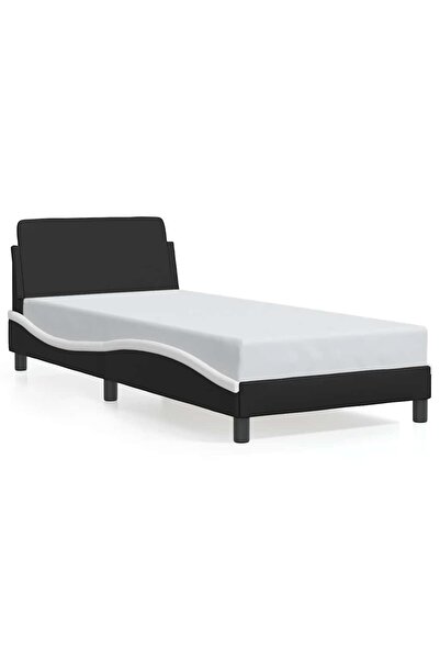 vidaxl Cadru de pat Dover alb-negru 90x190 cm piele ecologică