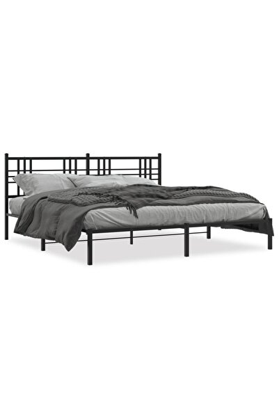 vidaxl Cadru de pat metalic cu tăblie, negru, 183x213 cm