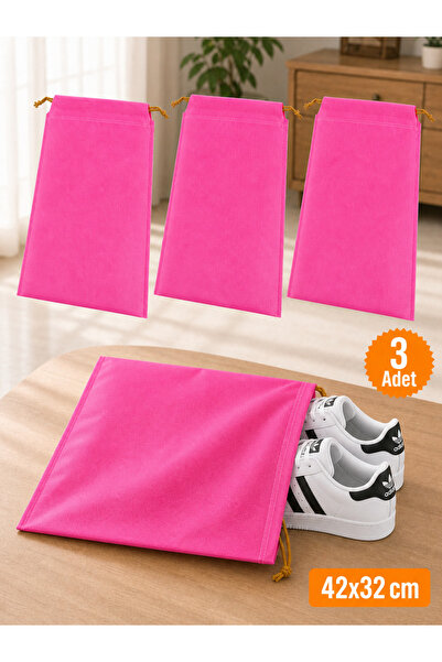 Emma Oliwia 3 Pieces Pink Drawstring Shoe Storage Bag Travel Pouch Multipurpo...