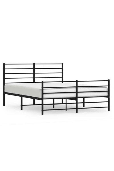 vidaxl Cadru pat metalic cu tăblie de cap/picioare, negru, 140x190 cm