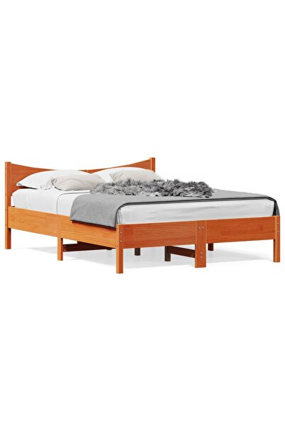 vidaxl Cadru pat fără saltea, maro ceruit, 140x190 cm, lemn masiv pin