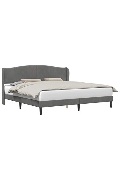 vidaxl Cadru de pat cu headboard Gri închis 180 x 200 cm Catifea