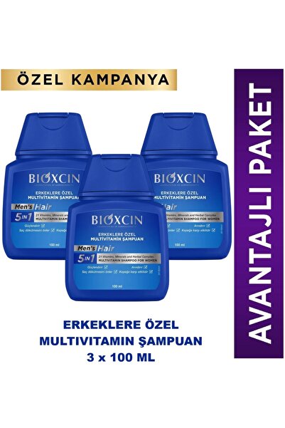 Bioxcin Mens Hair Multivitamin Şampuan 3 Adet 100 ml Seyahat Boy (Travel Size)