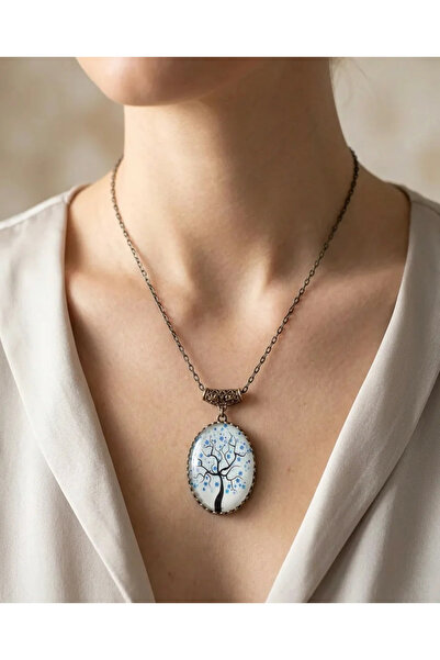 Dorvina Bronze Vintage Women Necklace Authentic Copper Jewelry Black White Fl...