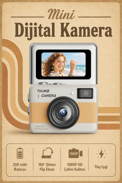 SEYUTECH Retro Mini Dijital Kamera 1080P HD 1.47 inç Flip Ekranlı Flaşlı Self...