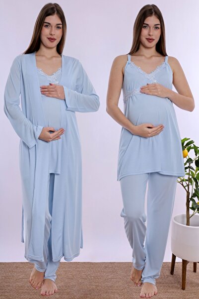ByLohusa Cotton Pajama Set for Pregnant and Postpartum Women with Adjustable ...