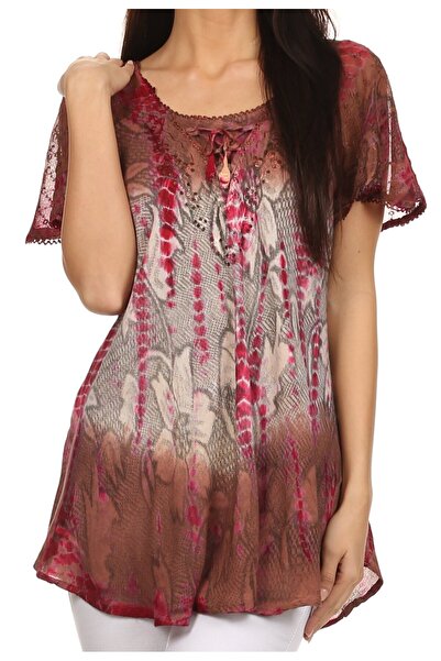 Sakkas Bluza Dama, Dina, Relaxata, 100% Rayon, Maro/Bej