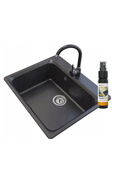 Granitan Set chiuvera bucatarie, GRANITAN, Granit, 619 x 522mm, Negru, Negru