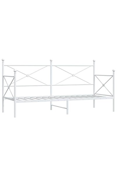 vidaxl Pat de zi fără saltea alb 90x200 cm oțel