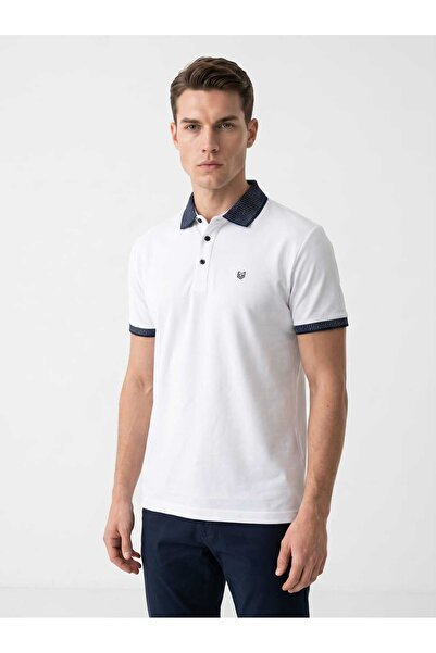 Giyim Dünyası Men's Polo Collar Short Sleeve Tshirt White