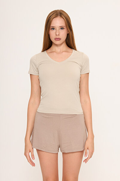 Zoor Ultra Soft Combed Modal V-Neck Short Sleeve Blouse