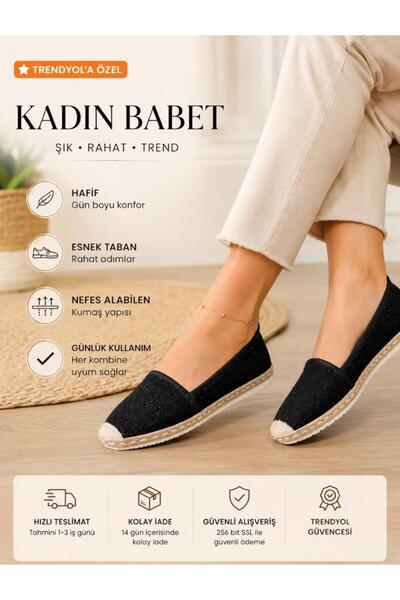Crash Kadın Siyah Babet Espadril Ayakkabı