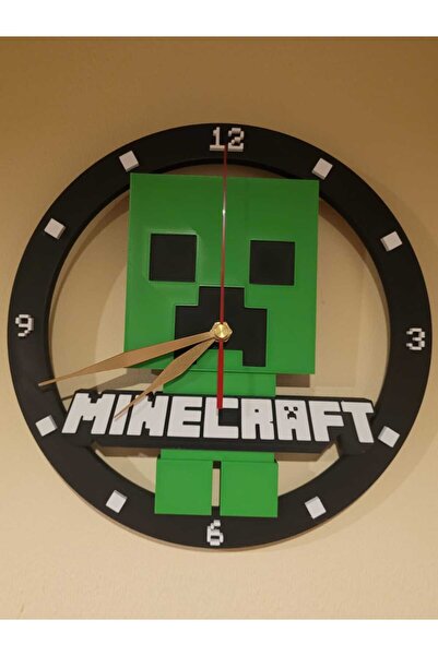 Pond Design 3D Tasarım Minecraft Dekoratif Duvar Saati, Çocuk Odası Dekor