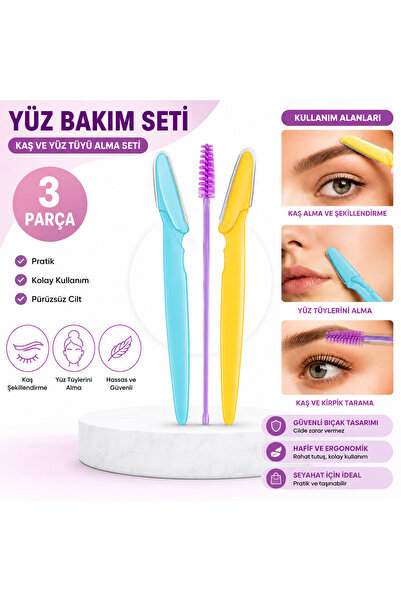 lawrenceshop 3 Parça Kaş ve Yüz Tüyü Alma Seti Yüz Bakım Seti Kaş Düzeltme Ji...