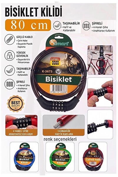 Artmaster Lacăt negru cu combinație pentru bicicletă 80 cm 1 bucată K-3675 Ca...