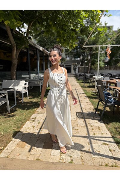 GÜLCİCİ Ön Bağcık Detaylı Poplin Elbise
