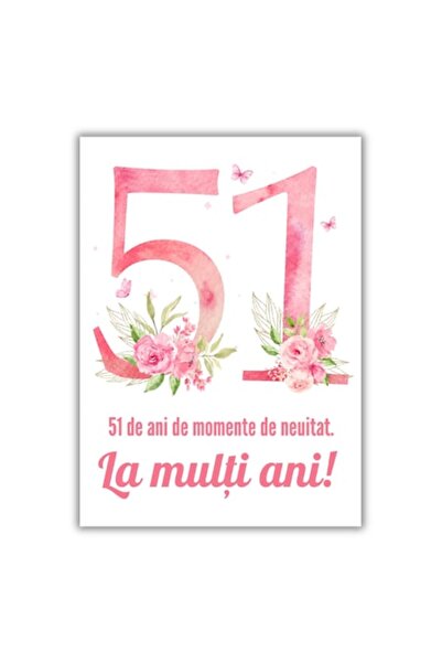 OEM Felicitare 13x18 cm cu plic, aniversare/la mulți ani 51 ani