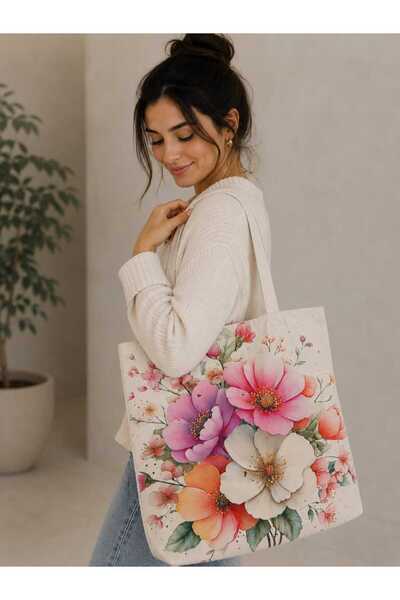 ÖZDAĞ HOME CONCEPT 40X40 cm Digital Printed Suede Fabric Women's Shoulder Bag...