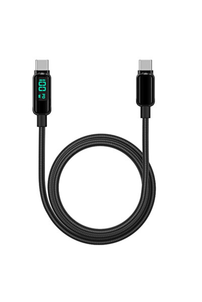 lemontti Cablu de încărcare rapidă USB-C la USB-C cu afișaj digital, 100W, 2m...