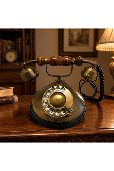 hediyeconcepti Vintage Dekoratif Telefon – Antik Görünümlü Ahşap Detaylı Retr...