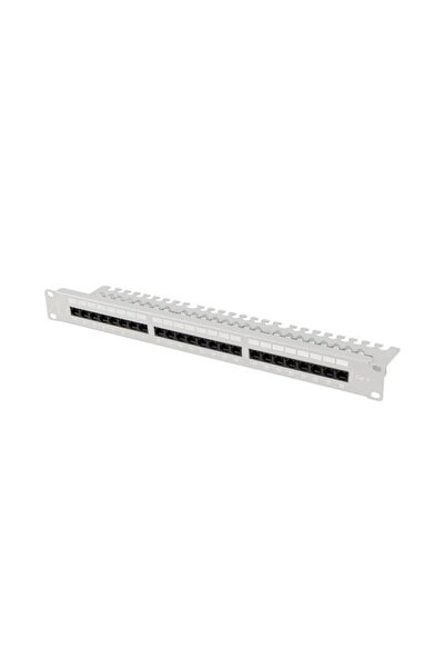 Lanberg Panou de patch 24 porturi 1U 19" Kat.6 UTP cu organizator cabluri, gri