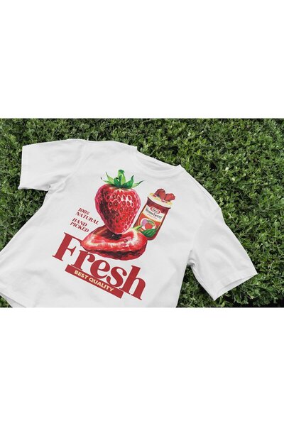 Grafftee Clothing Fresh Strawberry Printed Unisex Oversize T-Shirt