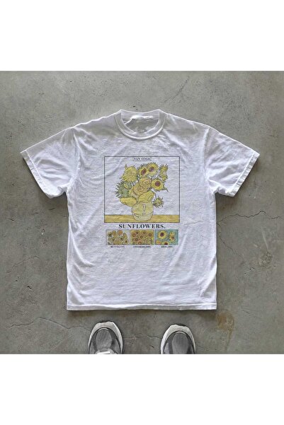 Grafftee Clothing Van Gogh Sunflowers Printed Unisex Oversize T-Shirt