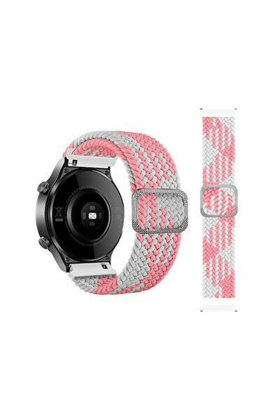 OEM Νάιλον Πλεκτό Λουράκι Huawei Watch GT 3 Pro Τιτάνιο 46mm Ροζ Λευκό