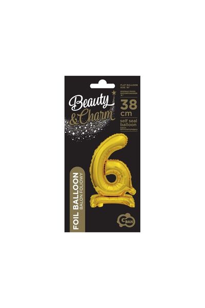 Godan Balon din folie B&C Cifră în picioare "6" auriu 38cm