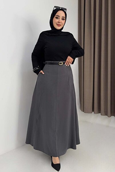 Raneel Kazançlı Alışveriş Women's Long Skirt with Pockets and Elastic Waist, ...