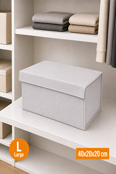 Balkan Room White Covered Closet Organizer, Foldable Clothing Storage Box, Sh...