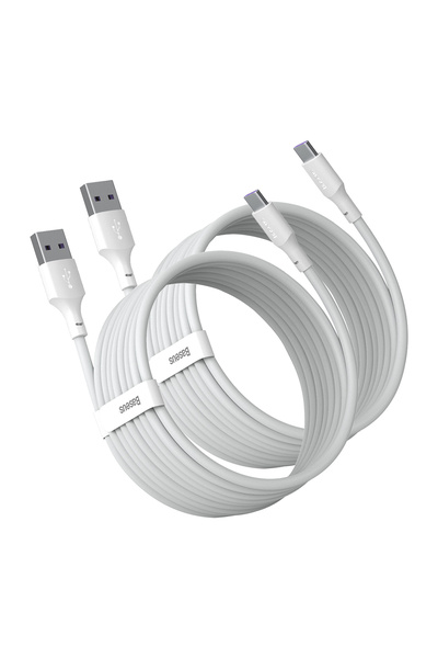Baseus طقم كابل بيانات Simple Wisdom من USB إلى Type-C 5A (عبوة من قطعتين) بط...