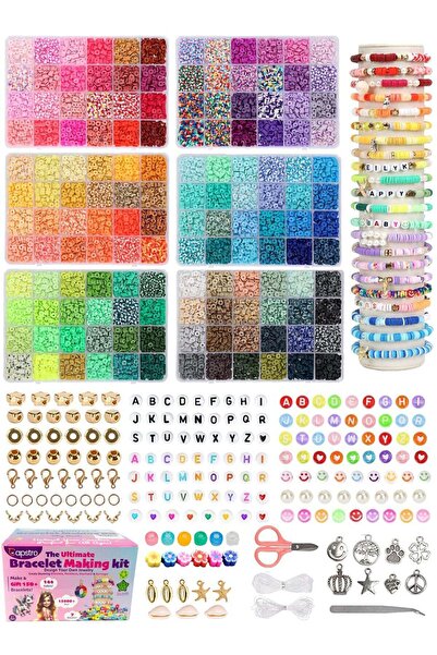 Capstro 15000PCS 144 Colors Clay Beads Bracelet Kit – Includes Letter Beads, ...