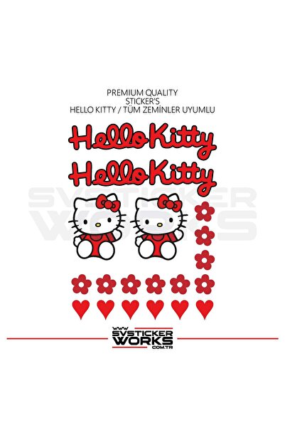 ARONA Hello Kitty Sticker Yapışkan Tüm Zeminlere Uyumlu Motor Araba Etiket St...