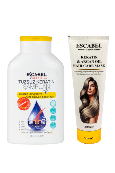 Escabel Set șampon și balsam cu keratină pentru păr neted, drept și moale.