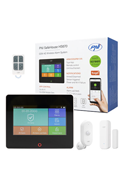 PNI Sistem de alarma wireless SafeHouse HS670 WiFi GSM 4G, ecran color tactil...